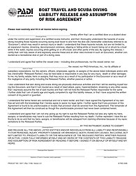 BOAT TRAVEL AND SCUBA DIVINGLIABILITY RELEASE AND ASSUMPTIONOF RISK AGREEMENT