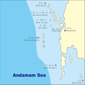 マップ／スリン諸島／シースター 2泊3日スノーケリング（スノーケリング）／ツアーのコース