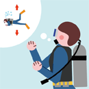 ダイブクルーズ スキルアップ講座／ダイビング基礎知識編／ジャイアントストライドエントリー手順／器材の装着と確認