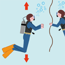 ダイブクルーズ スキルアップ講座／ダイビング基礎知識編／ジャイアントストライドエントリー手順／器材の装着と確認