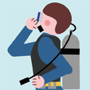 ダイブクルーズ スキルアップ講座／ダイビング基礎知識編／ジャイアントストライドエントリー手順／器材の装着と確認