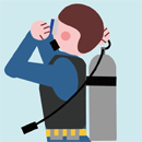 ダイブクルーズ スキルアップ講座／ダイビング基礎知識編／ジャイアントストライドエントリー手順／器材の装着と確認